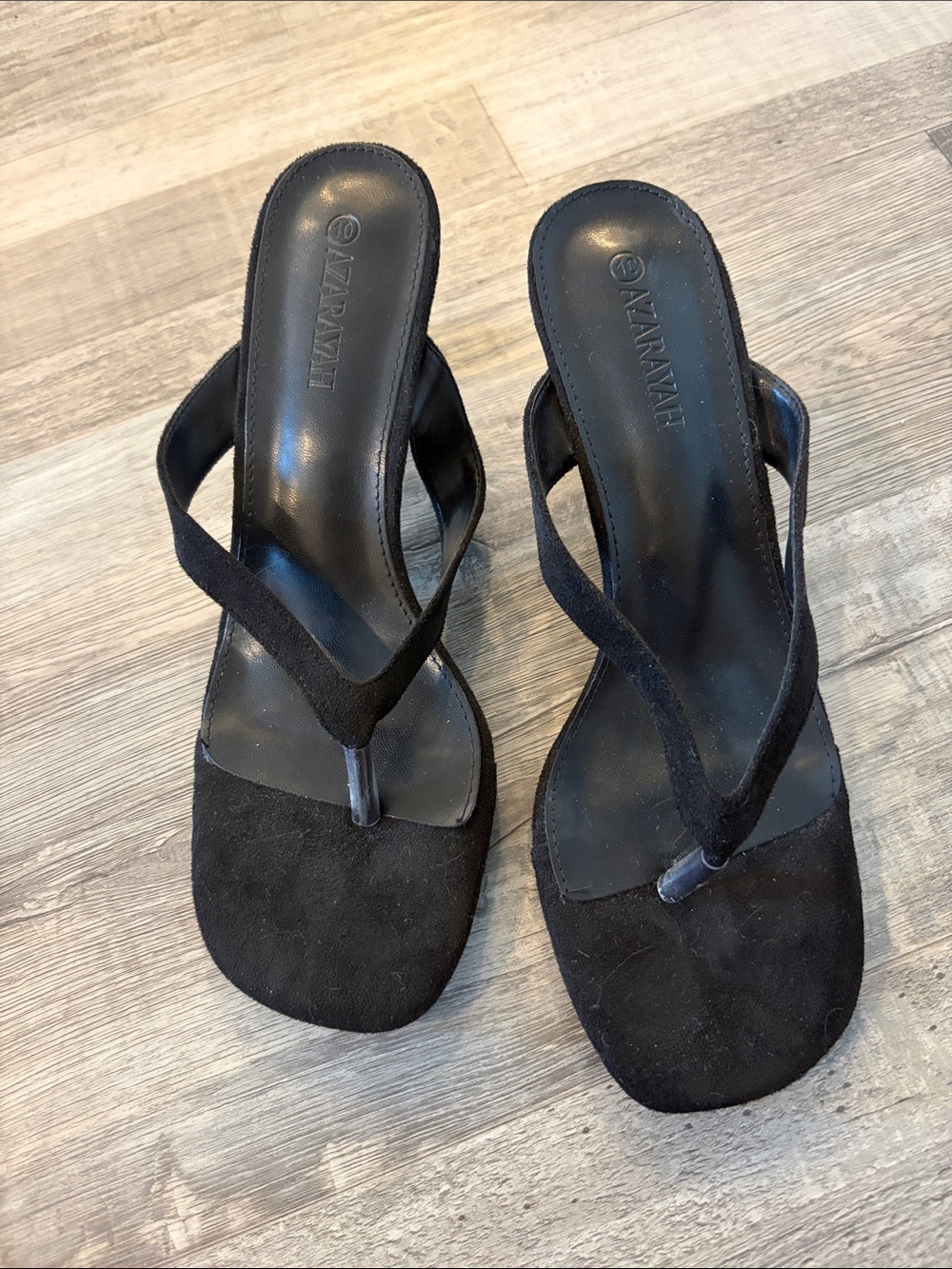 Zara Black Suede Thong Mule Heels
